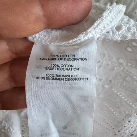 J. Crew Mini Eyelet Dress White Tiered Skirt Sz 14 - Picture 3 of 6